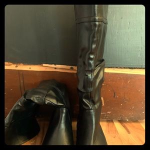 Knee high faux leather boots